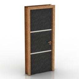 Czarne drzwi z drewnianą ramą Model 3D