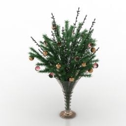 Vase Christmas With Plant 3d model
