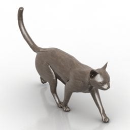 鉄の置物猫 3D モデル