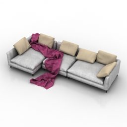 Corner Sofa Interior With Cloth 3d model