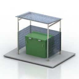 Model 3D zielonego śmietnika