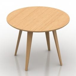 Wooden Table Round Shape 3d model