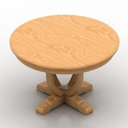 Vintage Round Wooden Table Tenbi 3d model
