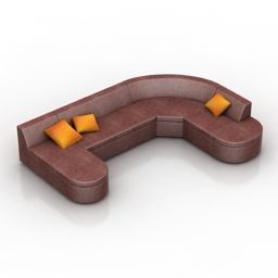 نموذج أريكة على شكل حرف U ثلاثي الأبعاد