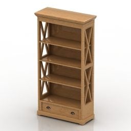 Yellow Wood Classic Bookcase Furniture 3d model