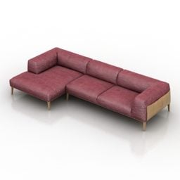 Canapé en cuir L 3 places modèle 3D
