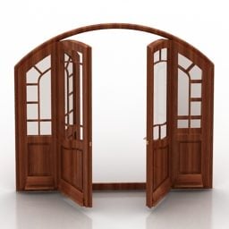 Glass Wooden Curved Door 3d model