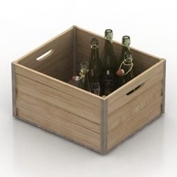 صندوق النبيذ الخشبي نموذج 3D