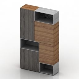 Casier moderne couleur gris bois modèle 3D