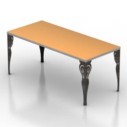 Table rectangulaire en bois Cortezari modèle 3D