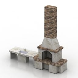 Fireplace Bbq Set 3d model