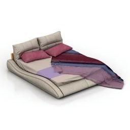 Curved Bed Set Interior Furniture 3d model