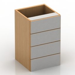 Bureau de casier minimaliste à 4 portes modèle 3D