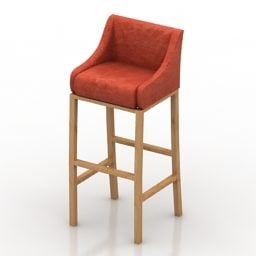 Red Fabric Bar Chair 3d model