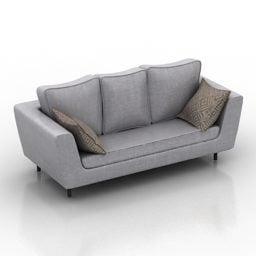 Home 3 Seter Sofa Hvit Stoff 3d modell