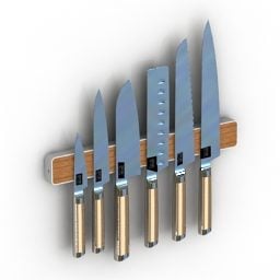 سكاكين المطبخ على شريط مغناطيسي نموذج ثلاثي الأبعاد