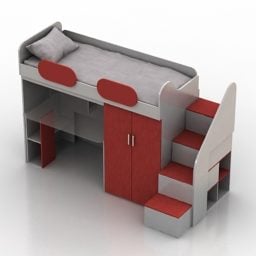 Patrová postel se schodištěm 3D model