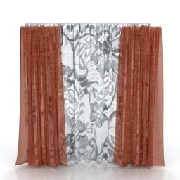 2 Layers Curtain Floral Pattern 3d model