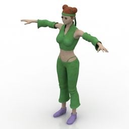 Model 3d Karakter Wanita Kung Fu Fighter