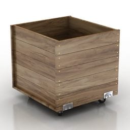 Modello 3d della scatola di legno con ruota