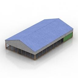 Modelo 3D do antigo edifício de fábrica rústica