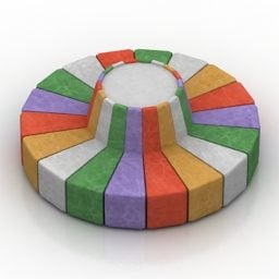 דגם תלת מימד של ספה עגולה צבעונית