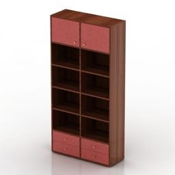Modelo 3d de armário de escritório de madeira vermelho