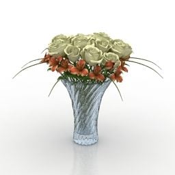 玻璃花瓶花V1 3d模型