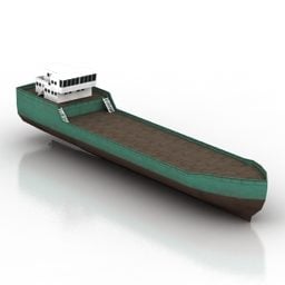 סירת מפרש מעץ עם דגל דגם תלת מימד
