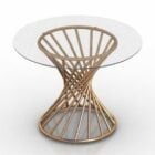 Rattan Round Glass Table