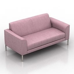 Two Seats Sofa Pink Color 3d model