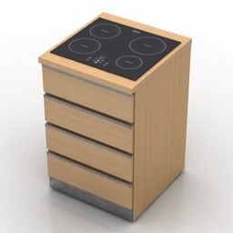 4D model skříňky se 3 zásuvkami