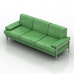 Canapé 3 places en tissu vert modèle 3D