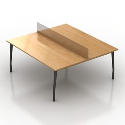 Trä fyrkantigt kontorsbord 3d-modell