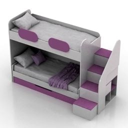 Kid Girl Bunk Bed 3d model