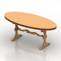 Wooden Oval Table 3d model