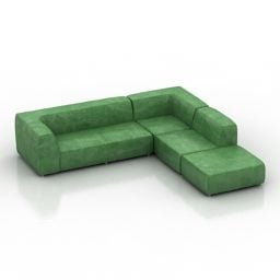 緑の布製ソファコーナー3Dモデル