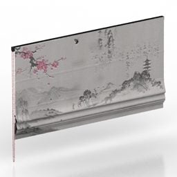 Curtain Chinese Landscape Drawing 3d model