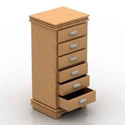 Wood Locker 6 Drawer 3d model