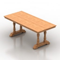 Wooden Rectangle Table Classic Legs 3d model