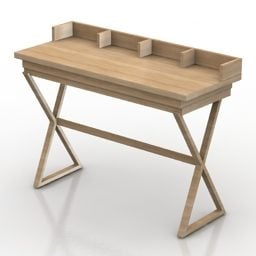 Walnut Console Desk Traditional Style 3d model