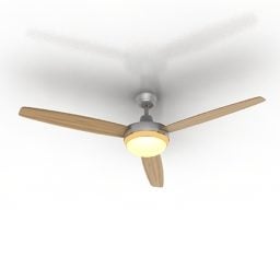 Wooden Ceiling Fan With Lighting 3d model