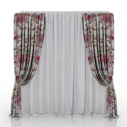 Floral Curtain Double Layers 3D-malli