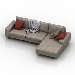 Sectional Sofa With Pillows 3d model