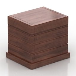Brown Wood Nightstand 3d model