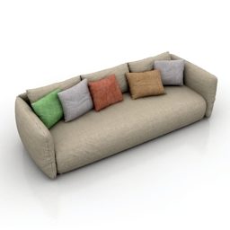 沙发与彩色枕头 3d model
