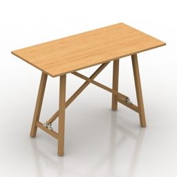 Wooden Rectangle Table Trestle 3d model