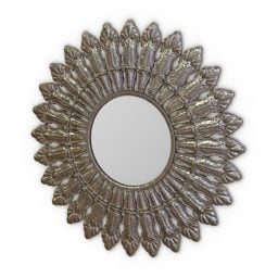 Antiikki hopea pyöreä peili 3d-malli