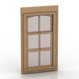 长方形木玻璃窗3d模型