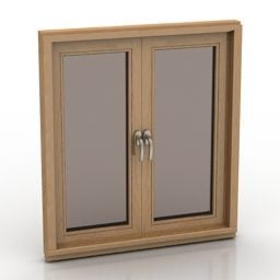 3д модель деревянного стеклянного окна Современная рама